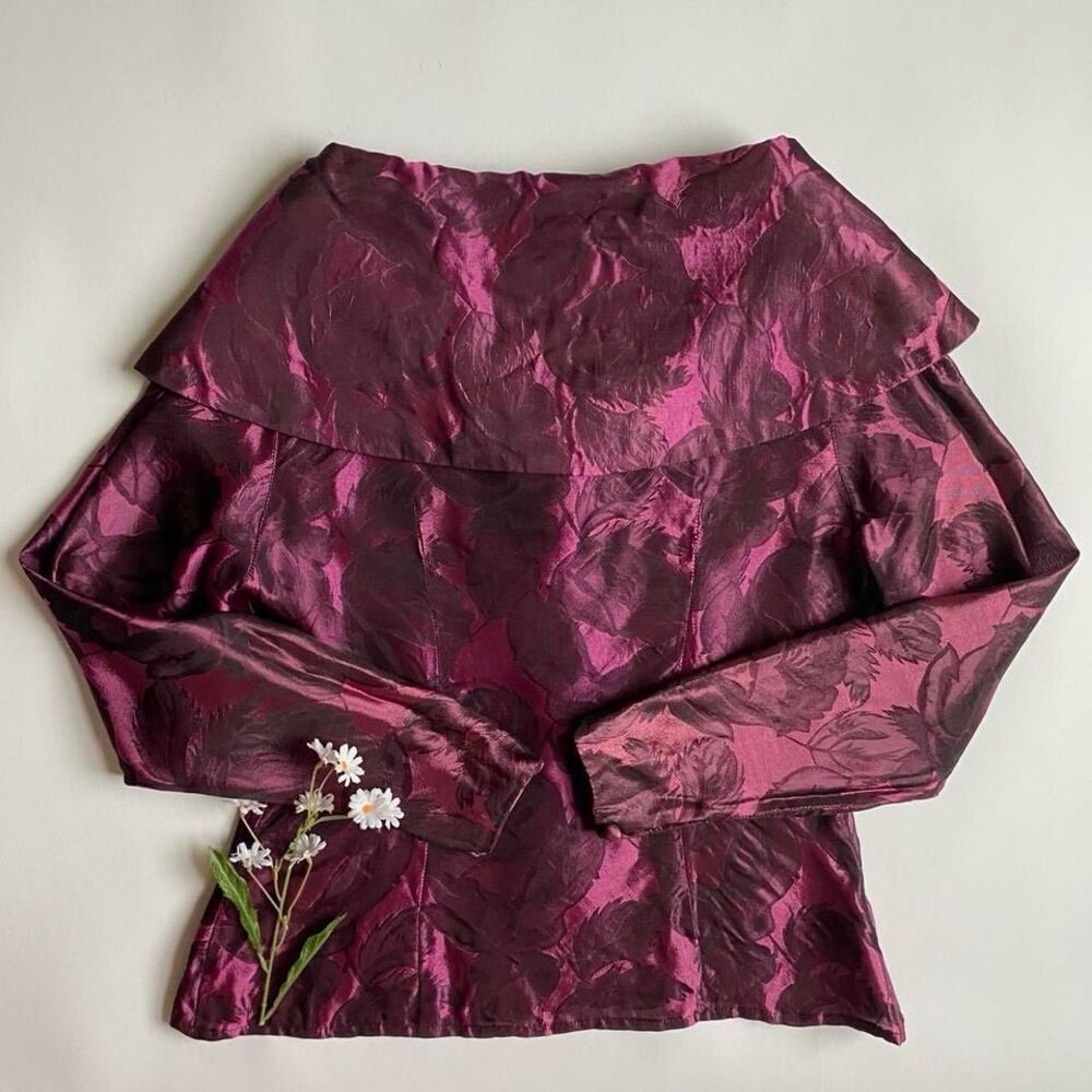 Vintage magenta floral blouse - Picture 2 of 8